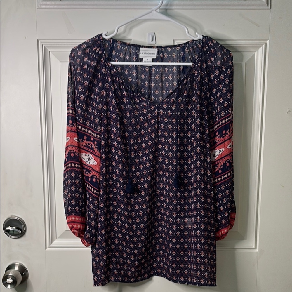 EUC Women’s Apt. 9 3/4 Sleeve Tie Front Blouse